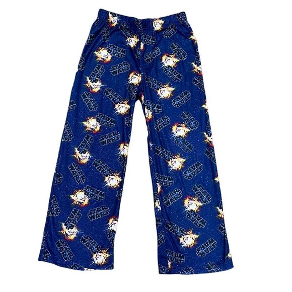 Star Wars Pajama PJs Navy Logo Pants Boys 6-7 - Picture 1 of 12